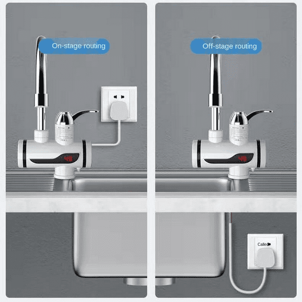 Grifo de calentador de agua caliente eléctrico sin tanque instantáneo con  pantalla de temperatura LED, grifo de calentamiento de agua para cocina
