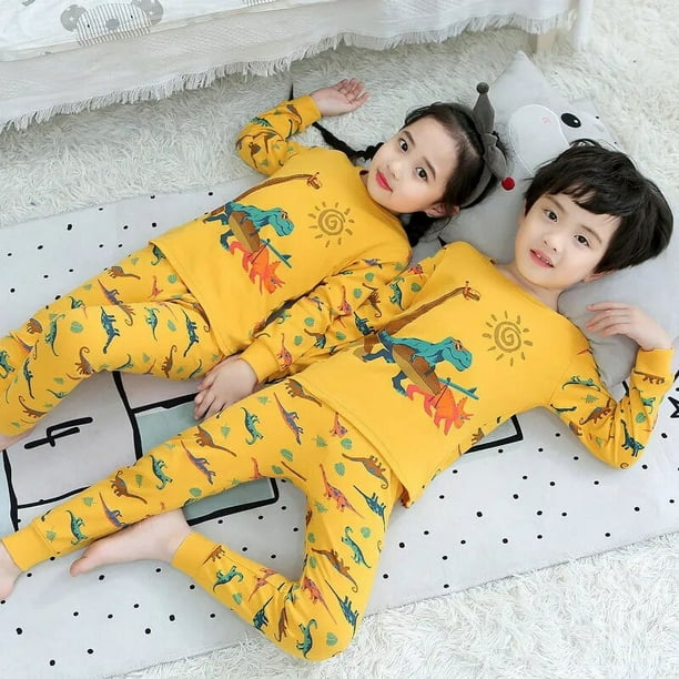 Conjunto de pijama de algodón para niños y niñas, ropa de dormir de manga  larga, para otoño, 2, 4, 6, 8 y 10 años