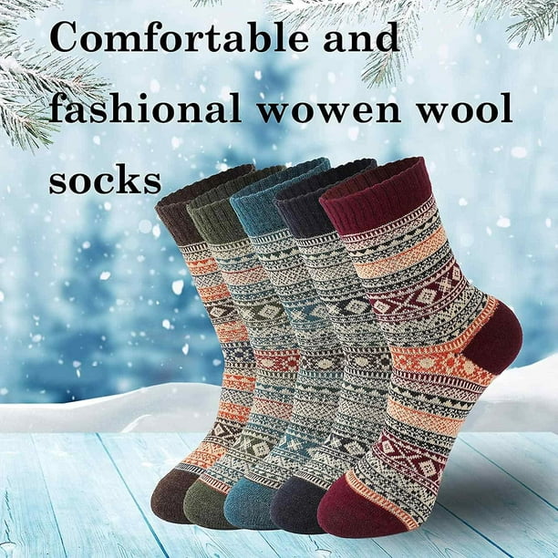 5 paquetes calcetines de lana para mujer calcetines calientes de invierno  cabina de punto gruesa aco esquí esquí Gafas de esquí
