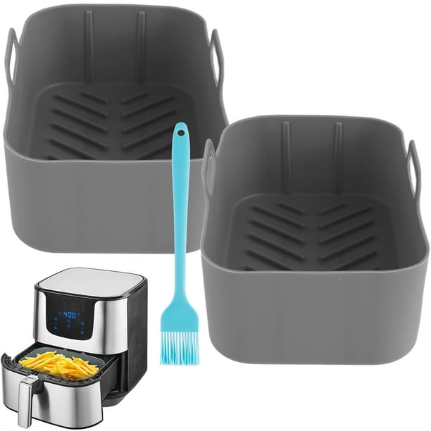 2 ollas de silicona para freidora de aire compatibles con freidoras de aire  Ninja de doble cesta Revestimiento de freidora de aire reutilizable con asa  Cesta de silicona para freidora de aire