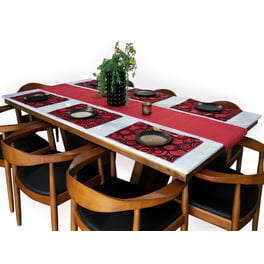 Camino de mesa bordado Navidad mesa de comedor centro de mesa decoración  Navidad hogar cocina fiesta decoración, rojo y blanco Kearding HA008858-01