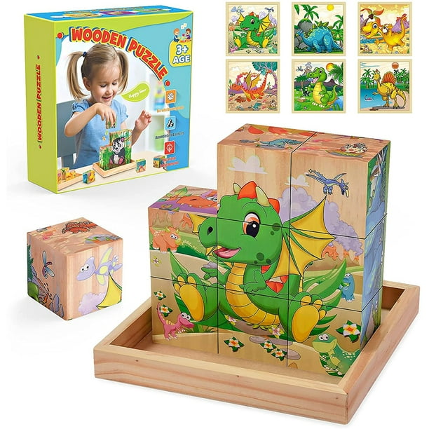 3 años Niño Puzzle Bebé Juguetes de madera 3d Dibujos animados Animal  Rompecabezas cognitivo Rompecabezas de madera para niños Juguetes  educativos tempranos Regalo