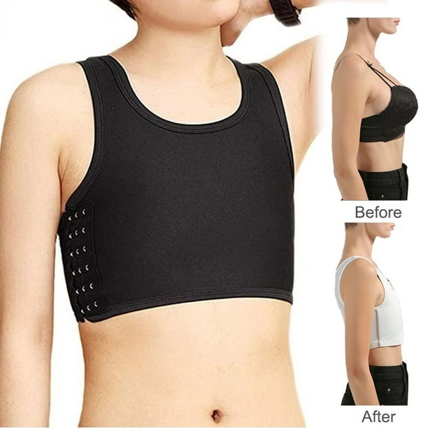  Sujetador de compresión para mujer Tomboy Lesbian Short Chest  Binder Transgénero FTM Hooks Tank Top Cosplay Corsé corto, Negro - : Ropa,  Zapatos y Joyería