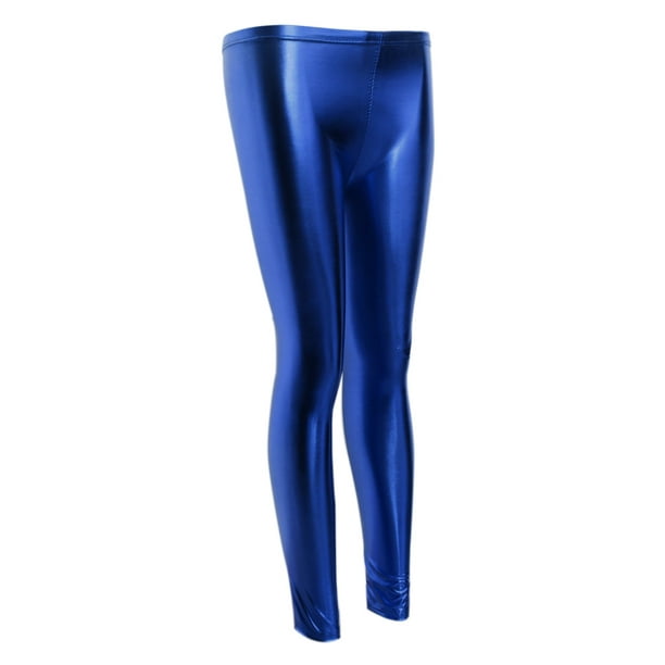 Leggings ajustados elásticos de cintura alta para mujer, pantalones de piel  sintética brillante, ropa de discoteca (color negro, tamaño: L)