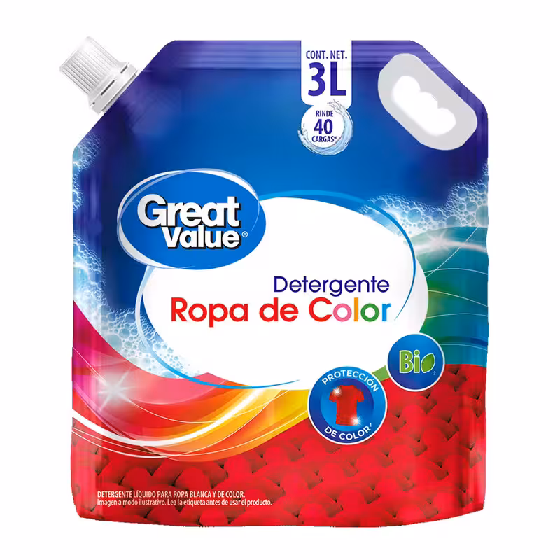 thumbnail image 1 of Detergente Liquido para ropa de color Great Value 3 litros Doy Pack, 1 of 5