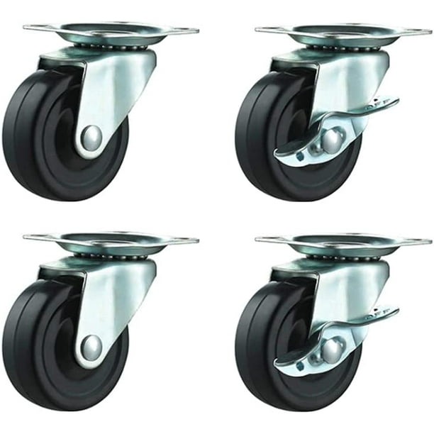 4 ruedas giratorias con freno Ruedas giratorias de goma de 50 mm