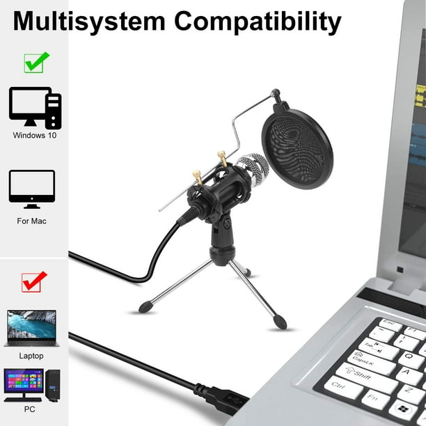 Microfono Para Computadora PC Condensador 3.5 mm Grabacion Podcast  Videollamada