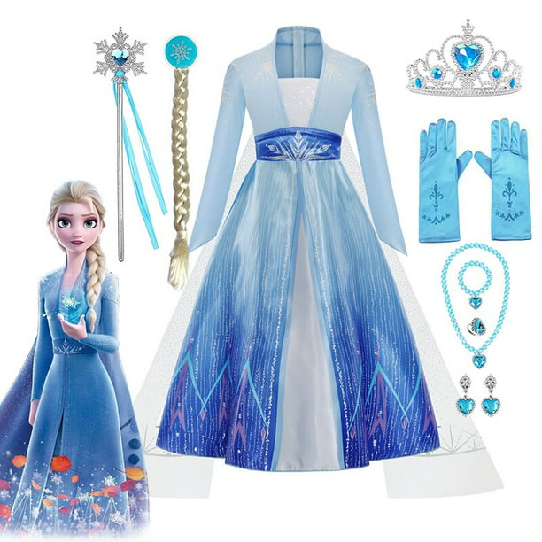 Disfraz de princesa de Elsa para mujer, Vestido largo de Reina