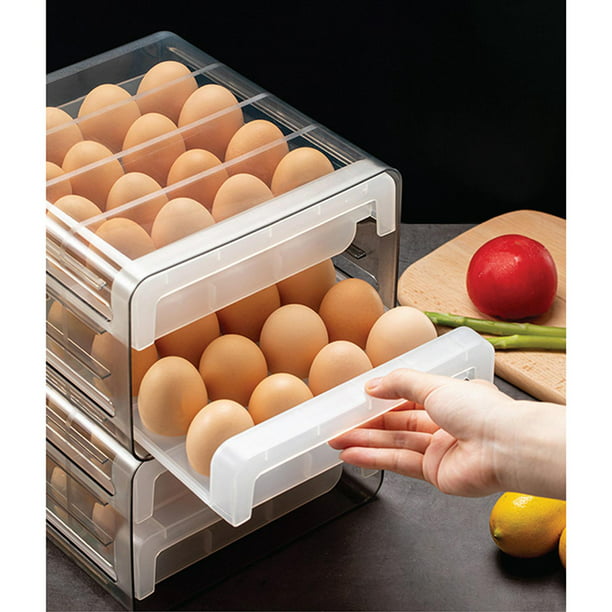  Soporte para huevos para refrigerador, mini organizador de  cajones de nevera, contenedor de almacenamiento de huevos para  refrigerador, bandeja de huevos transparente, organizador de huevos, :  Electrodomésticos