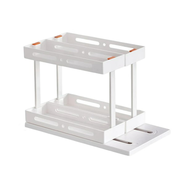 mDesign - Estante de especias de plástico ajustable y expandible,  organizador de cajón para gabinetes de cocina, 3 niveles inclinados para  ajo, sal