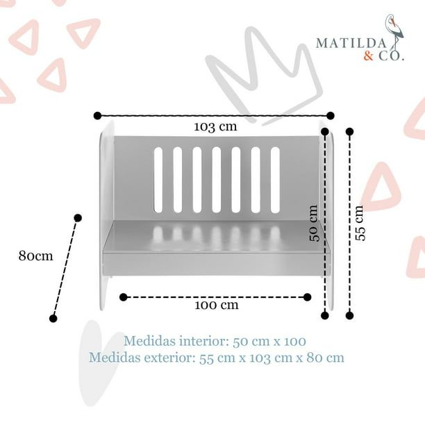 Cuna 4 en 1 Matilda&Coâ€“Cama Cuna Colecho de Madera para Bebe gris  Unitalla Matilda & Co. 7502308491137