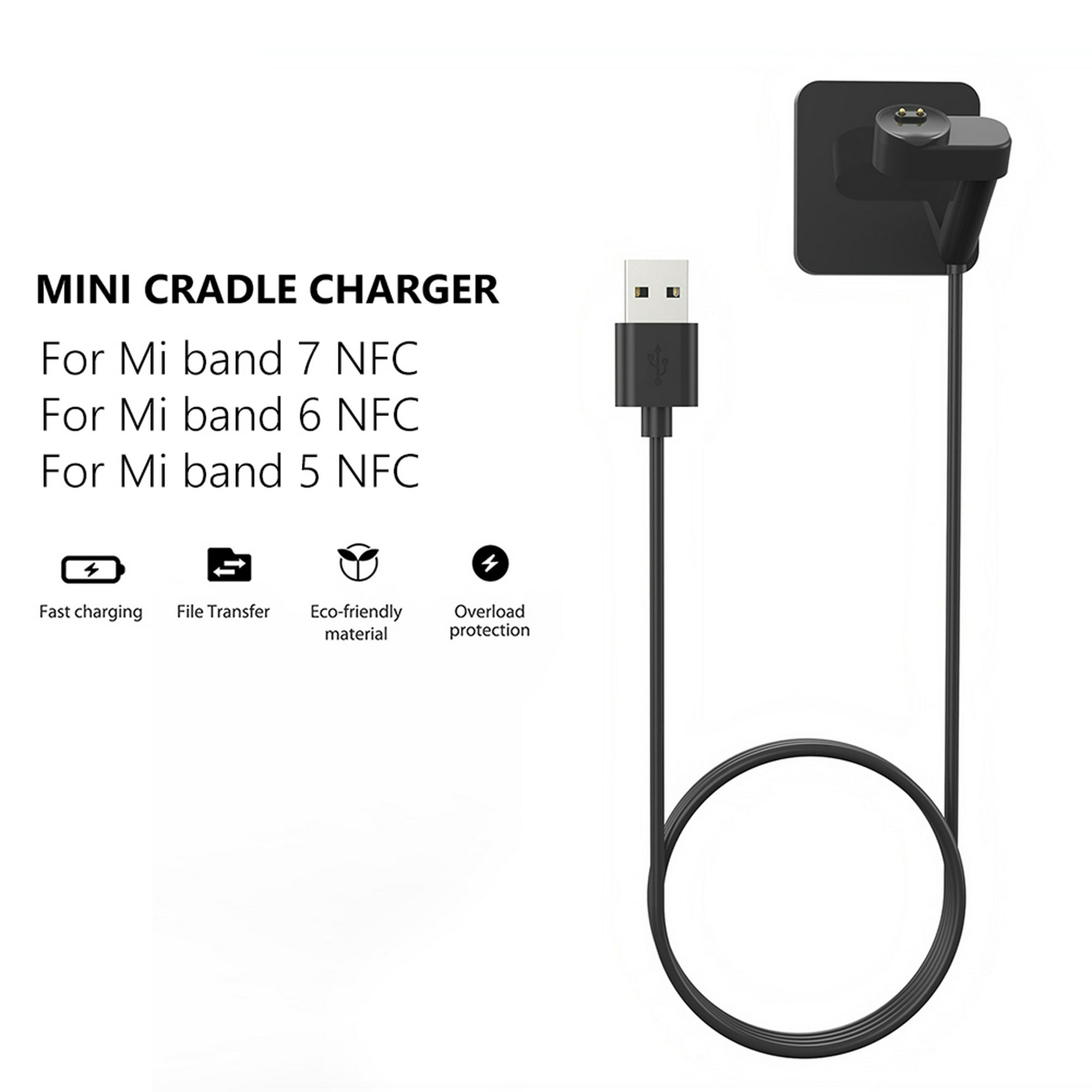 Cargador USB Dock Pulsera Cable de carga magnético para Xiaomi Mi Band 5 6  7 NFC
