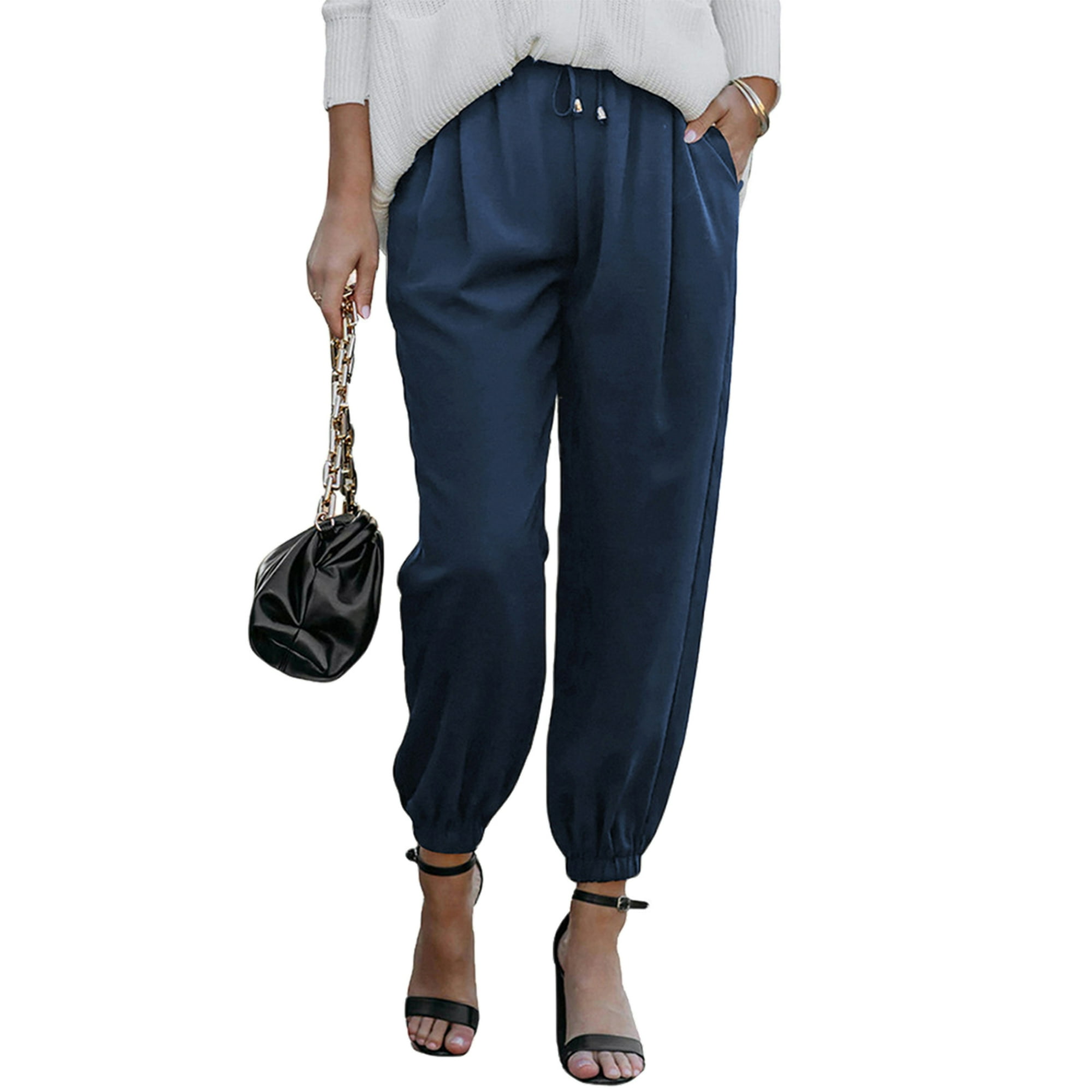 Pantalones Lápiz Pantalones casuales de mujer Pantalones de mujer de moda  Pantalones de bolsillo para mujer (Azul S) Ygjytge para Mujer Azul T S