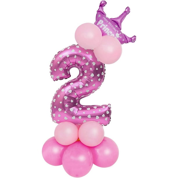 Globos con números gigantes de 32 pulgadas, decoración de globos con números  de helio para fiestas, cumpleaños (número rosa 2) JM