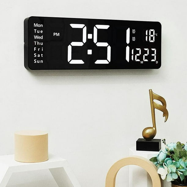 mooas Reloj de pared LED 3D grande Plus blanco con control remoto, reloj  LED de 15 pulgadas, reloj de pared moderno, reloj despertador de pantalla  de