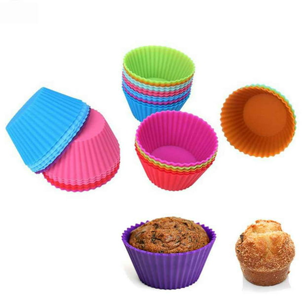 CAKETIME Paquete de 48 moldes de silicona para hornear cupcakes, moldes de  silicona reutilizables que incluyen silicona de grado alimenticio redonda