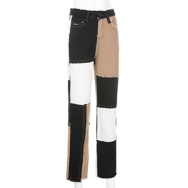 Pantalones de mezclilla ajustados para mujer, cintura alta, con botones,  casuales, color negro, M