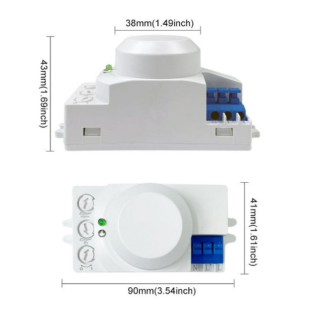 Sensor de movimiento infrarrojo Pir Ac110V-220V Detector de movimiento  Interruptor ajustable para interiores y exteriores