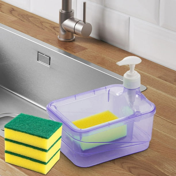Dispensador de jabón – Dispensador de jabón para platos de alta calidad  para cocina – Soporte de esponja para fregadero, dispensador de jabón para