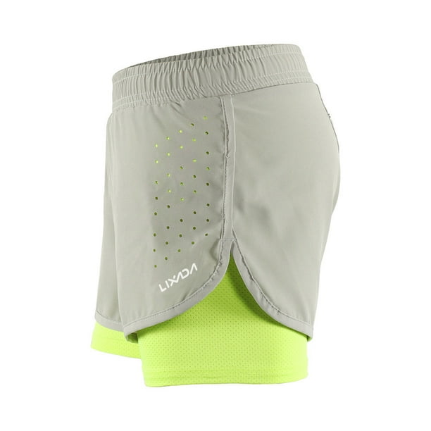 Shorts deportivos Shorts para correr 2 en 1 para mujer Secado rápido  Ejercicio de entrenamiento acti Lixada