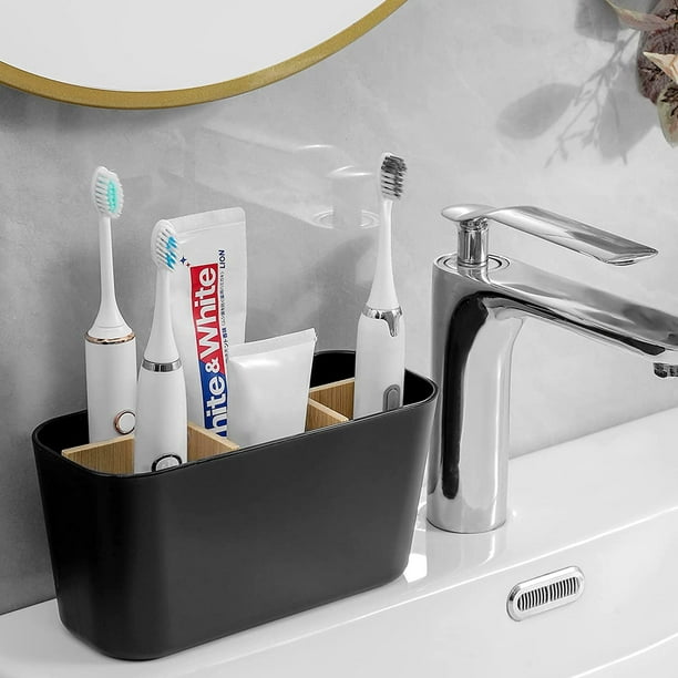Soporte para cepillos de dientes para baños, organizador de baño, encimera,  5 ranuras, soporte eléctrico para pasta de dientes, soporte para encimera