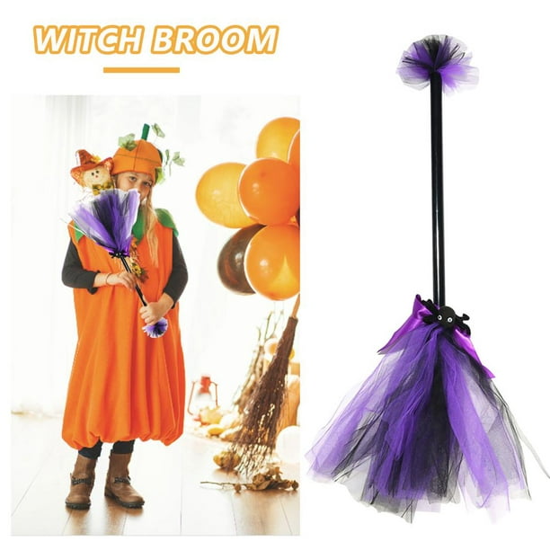 Escoba de bruja de Halloween Escoba de bruja de plástico Escoba de color  para niños (Púrpura) Wdftyju Para estrenar