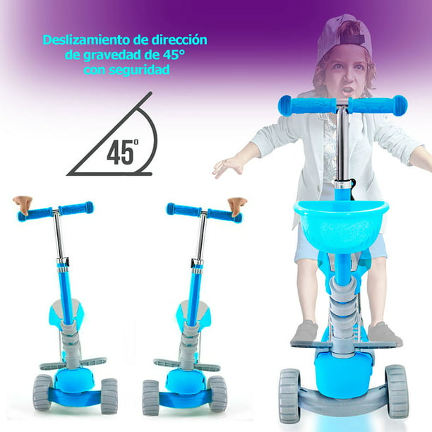 Scooter Azul para niños de 3 a 8 años, Patinete para niños, Patín del  Diablo, Monopatin, Asiento Desmontable con luz LED y Musica en Ruedas  (Azul) : : Juguetes y Juegos