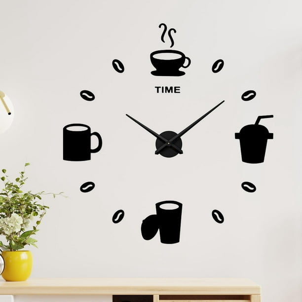  Bjzxz - Reloj de pared hecho a mano con adhesivo decorativo  para pared, color negro : Hogar y Cocina