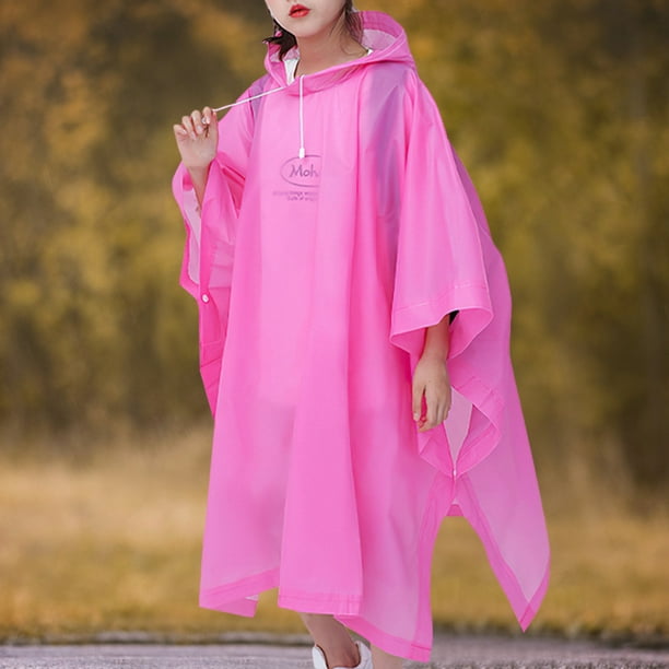  Luwsldirr Capa impermeable de EVA para mujer, capa de lluvia  para viajes al aire libre, poncho transparente con capucha, color rojo  rosa, talla XL : Ropa, Zapatos y Joyería