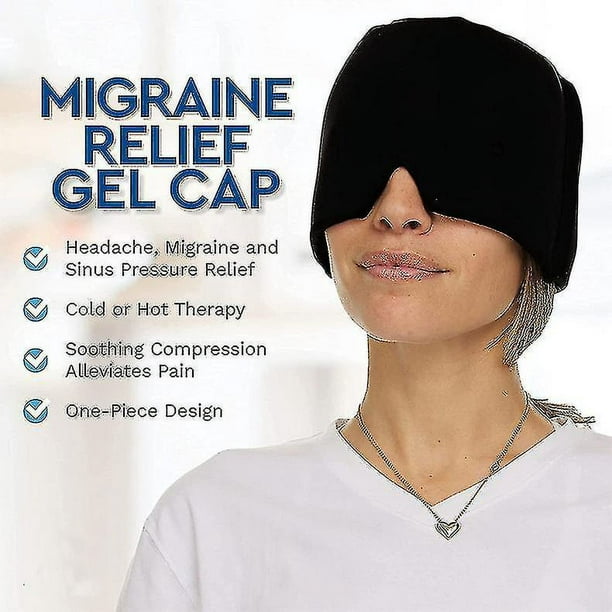 Gorro de gel para aliviar la migraña y dolor de cabeza con hielo,  mascarilla para aliviar la migraña con terapia de frío, mascarilla para  ojos cómoda y elástica con paquete de hi
