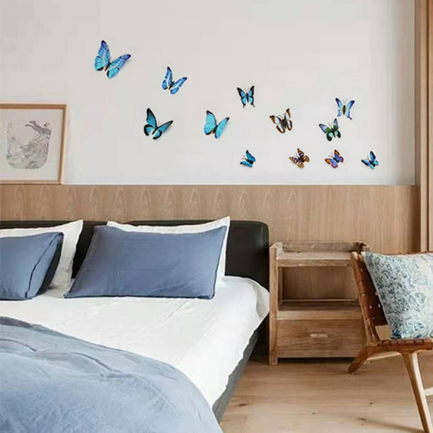 Mariposas decorativas 3D de PVC para dormitorio, cortina de fiesta