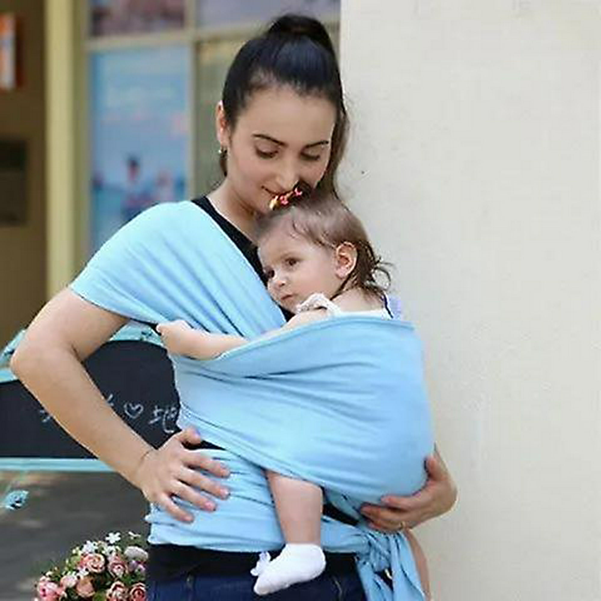 Portador de bebé de lujo, soporte para bebé, baby wraps baby sling, Rayas  naturales y grises para mujer bebé, azul Afortunado Sencillez