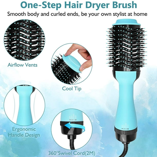 Cepillo secador de pelo, HIPPIH cepillo de aire caliente y secador, cepillo  secador de pelo con iónico negativo para alisar, rizar, secador de pelo  profesional para mujeres Vhermosa WMPH-1338-1
