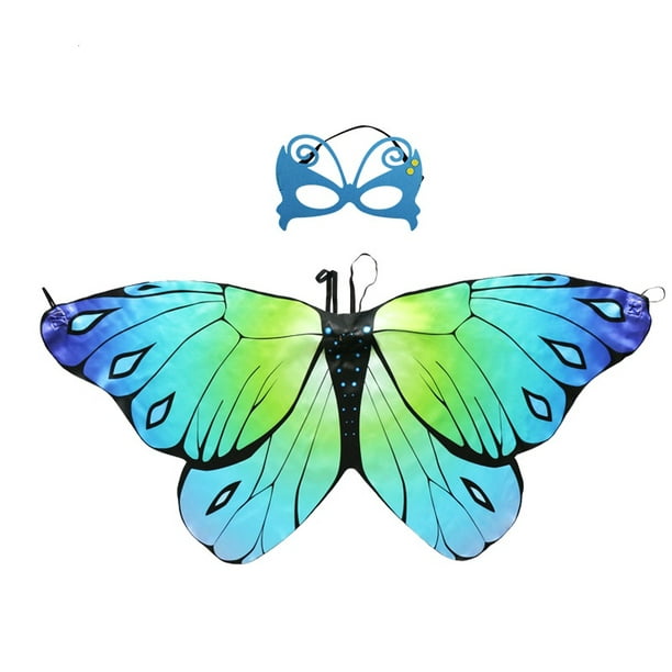 Una mujer con alas de mariposa en la espalda