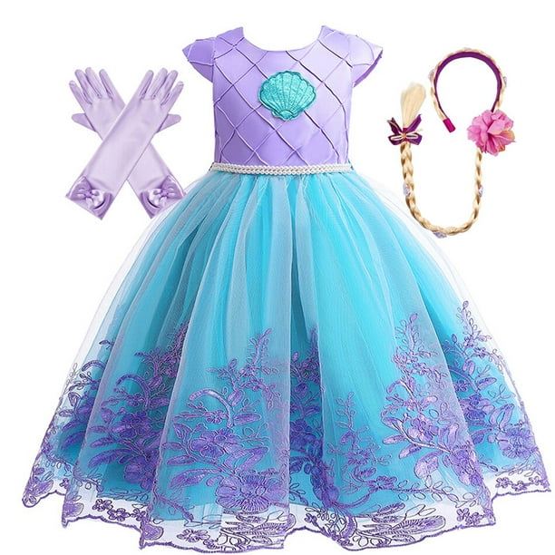 Vestido de la Sirenita Ariel para niñas, disfraz de Cosplay, ropa de fiesta  de cumpleaños, Carnaval, verano, 2022
