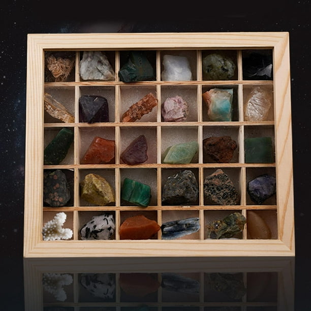  BEXCO Colección de 100 Rocas y Minerales en Caja de Madera  Geología Educativa Civil : Juguetes y Juegos