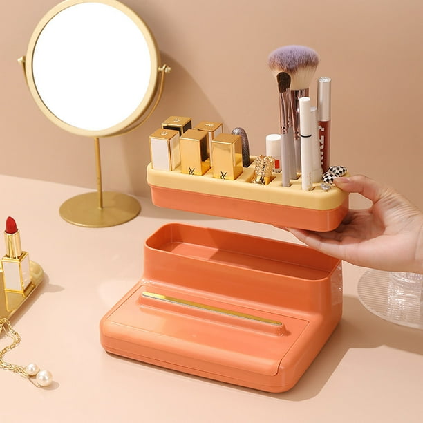 Organizador De Maquillaje Multifuncional Con Espejo Y Cajón