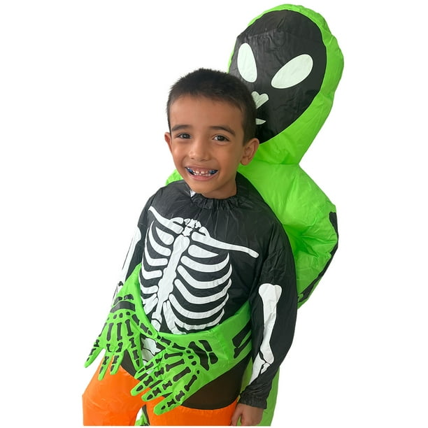 Disfraz Inflable Alien verde NEON toda ocasión Halloween Talla Mediana para  edades 8 a 12 años