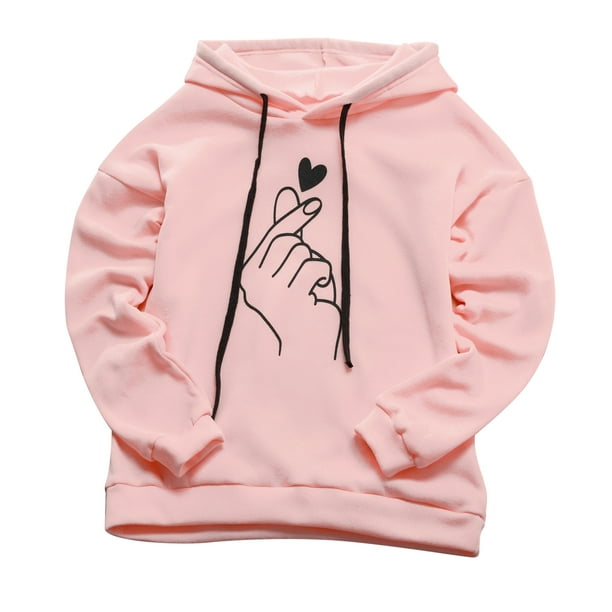 Sudaderas con capucha para mujer, diseño de corazón, con cordón, de manga  larga, para primavera y otoño (color rosa-06#, S)