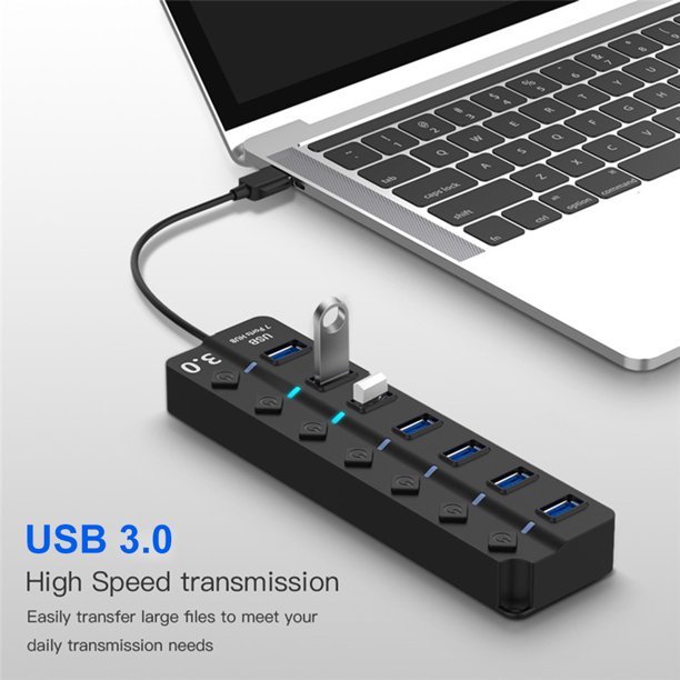 Hub 7 Puertos Usb 3.0 Alta Velocidad Pc Laptop Eliminador