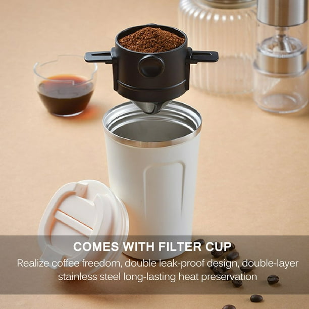  Termo de café con pantalla de temperatura, tazas de café de  acero inoxidable a prueba de fugas, taza de viaje inteligente para café a  prueba de derrames con tapa, taza térmica