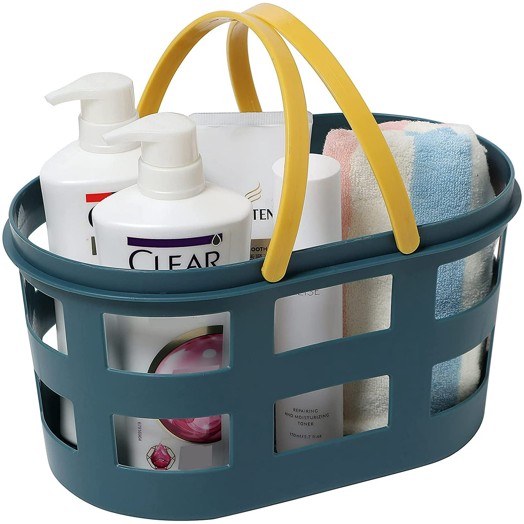 JUXYES Cesta de ducha portátil con mango de silicona, bolsa de ducha de  plástico para baño, dormitorio universitario, cesta de almacenamiento
