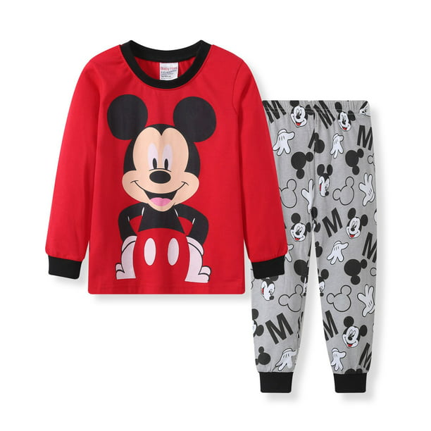 Conjuntos de pijamas de Mickey Mouse de Disney, pijamas de manga larga con estampado de dibujos animados niños y Pijama familiar, ropa para niños, ropa de dormir Pyjamas5T (110CM)
