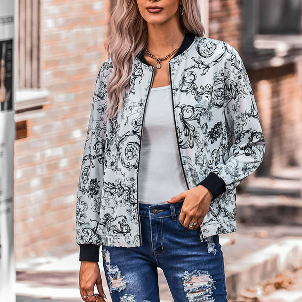 Sorprendido Seis En marcha Abrigo informal para mujer chaqueta de bombardero de moda ligeramente  elástica de tela de mezcla de ANGGREK Otros | Walmart en línea