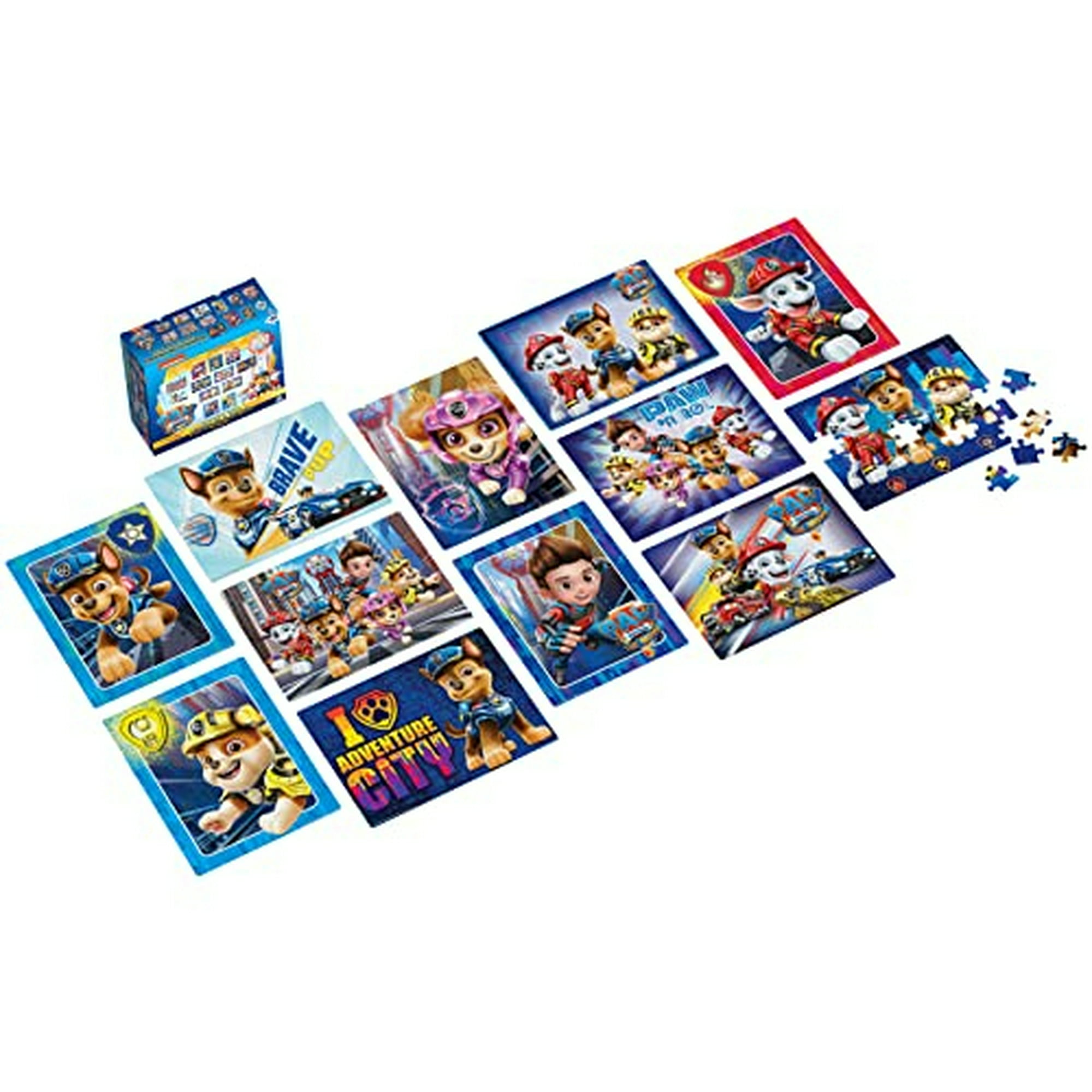 Paw Patrol: The Movie, paquete de 7 rompecabezas de 24 piezas de 48 piezas  con lata de almacenamiento | Puzzles para niños de 4 a 8 años | Recuerdos