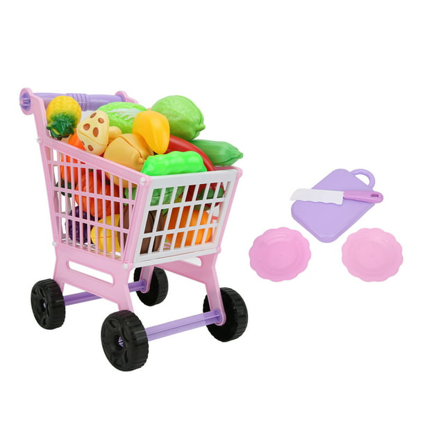 Juguete de Carrito de Compra de Supermercado de Montaje Bricolaje con  Comidas de Simulación Juego de Rol para Niñas Azul Baoblaze Carro de compras  de juguete