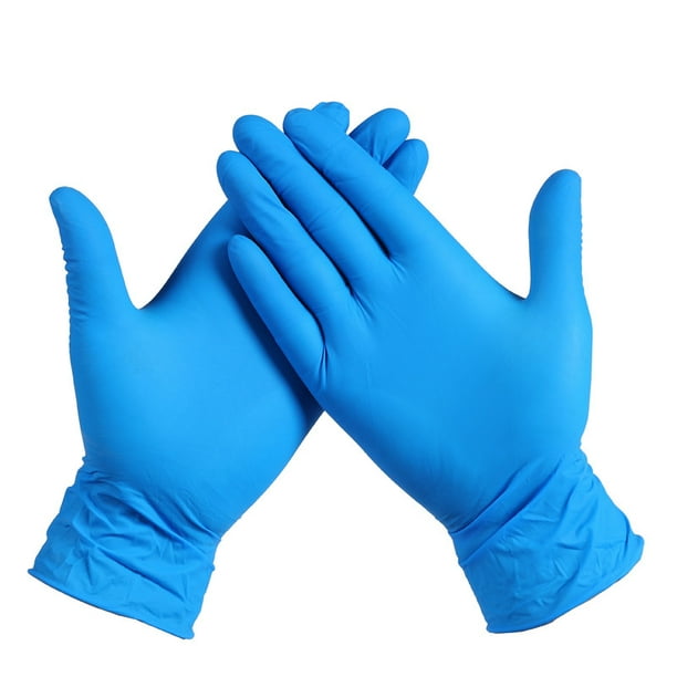 squish Guantes desechables, 100 guantes de examen de mezcla de vinilo azul,  no estériles, sin polvo, sin látex, suministros de limpieza, seguros para