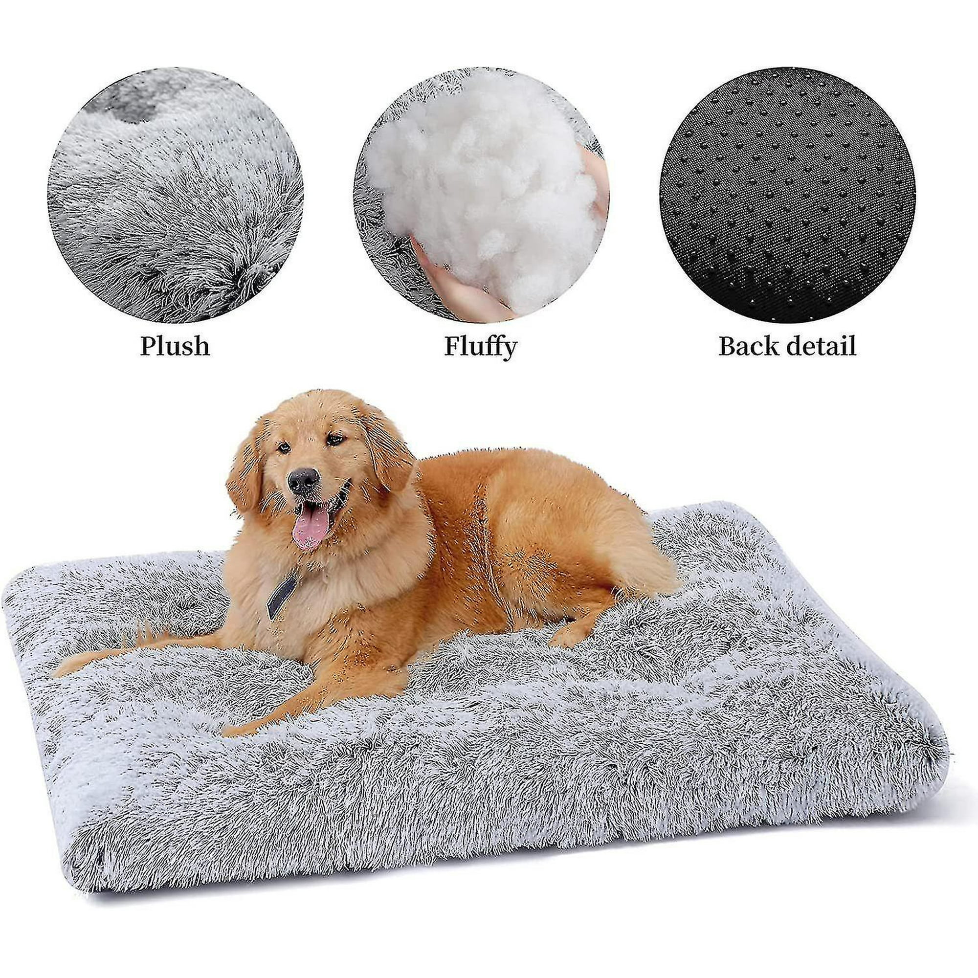 Tapete para cama de perro (24 x 18 pulgadas), almohadilla de felpa suave,  lavable a máquina, tapete para dormir para perro con parte inferior