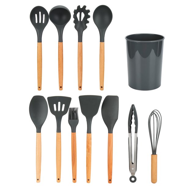 Set x 8 Utensilios de cocina en silicona y madera