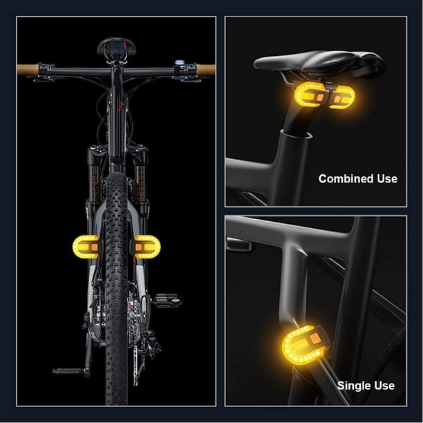 Intermitentes de bicicleta, intermitentes de bicicleta delanteros y  traseros brillantes IPX5 Control remoto inalámbrico a prueba de agua Luz de  bicicleta trasera USB recargable LED Linterna de bicicl JAMW Sencillez